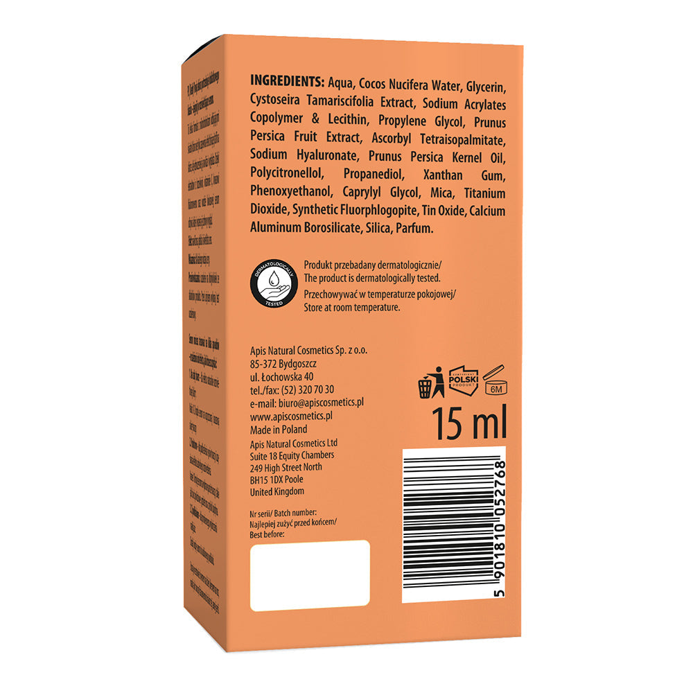 Apis Peachy Skin Sejas Serums Ar Gaismu Atstarojošām Daļiņām 15ml – produkta skats 2