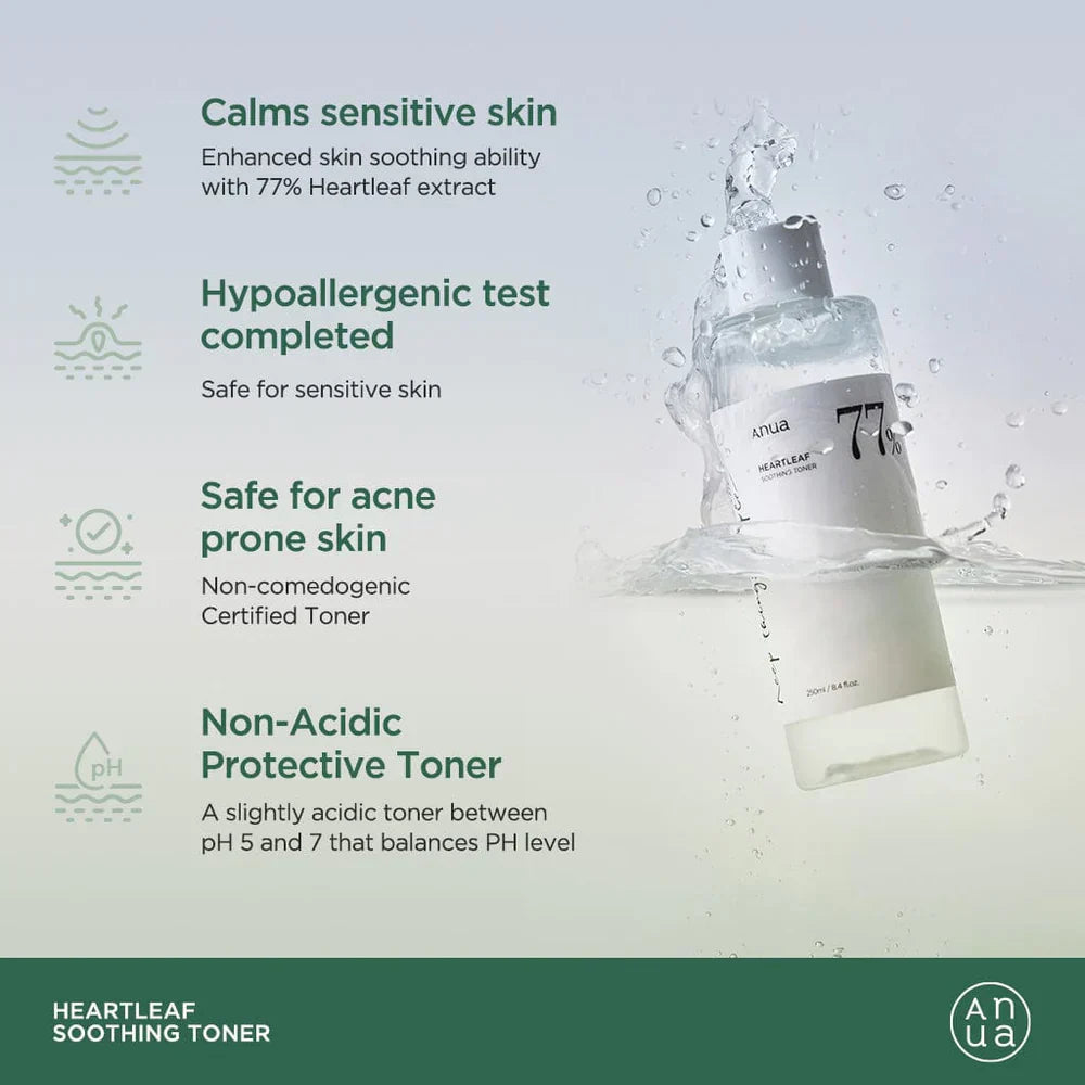 Anua sirdsveida lapiņas 77% nomierinošs toniks 40 ml / 250 ml