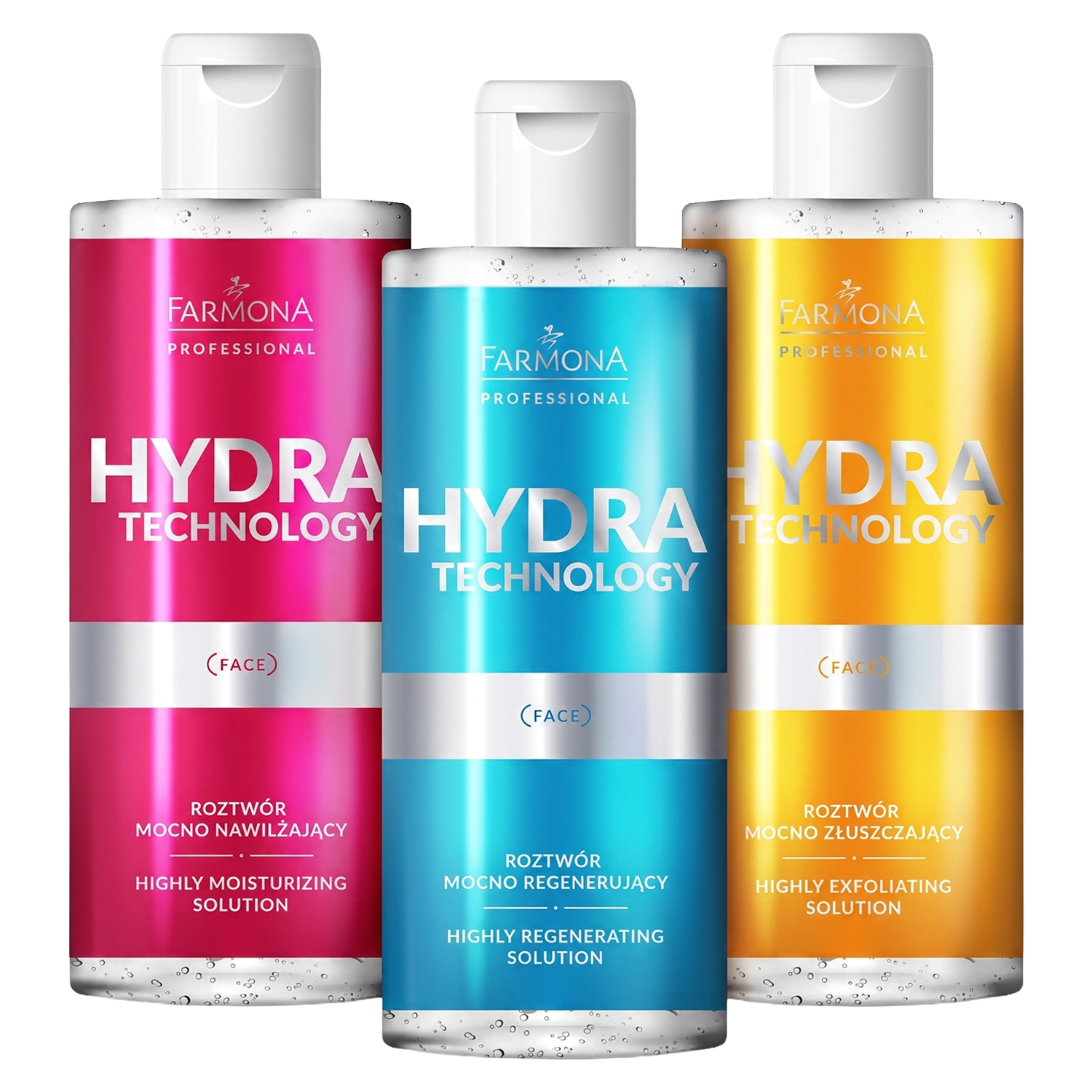 Three Farmona Professional Hydra Technology face toner bottles