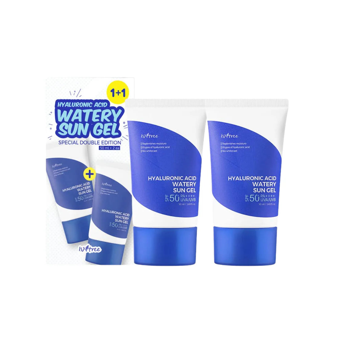 Isntree hialuronskābes mitrinošs SPF 50 saules želeja 2 x 50 ml