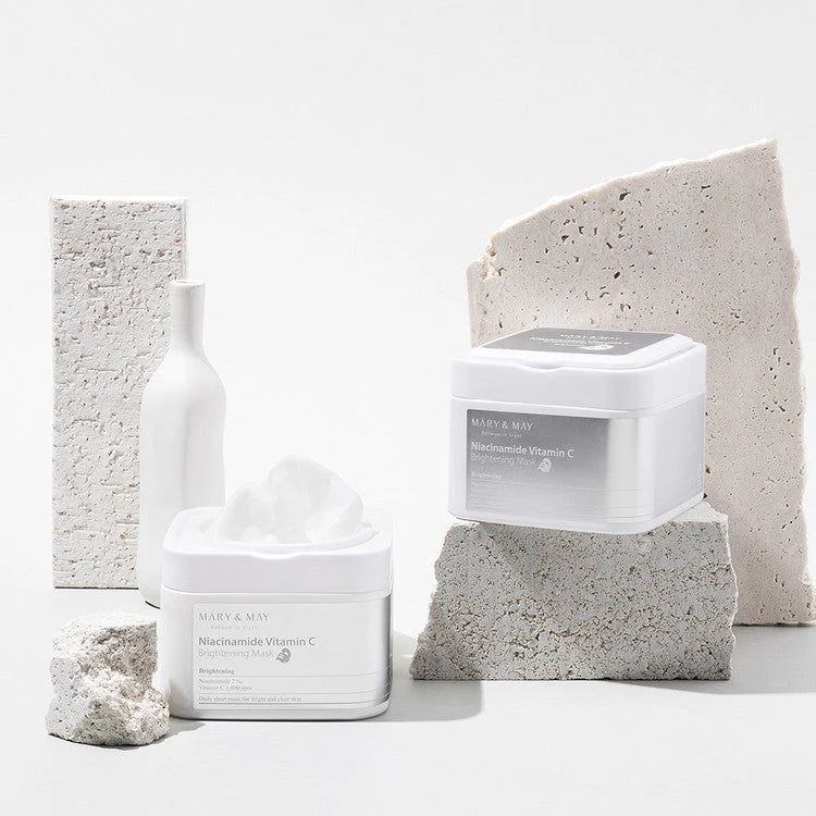 MARY&MAY izgaismojoša maska ar niacinamīdu un C vitamīnu, 30 gab.