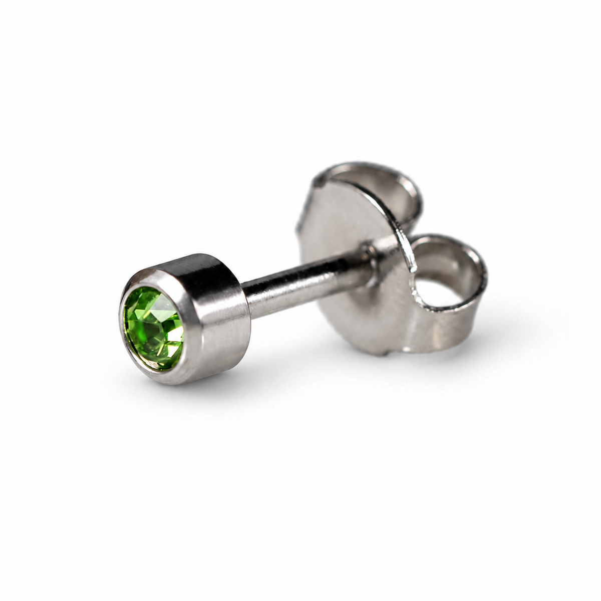 Caflon Peridots 4mm auskari-tapiņas ar zaļu akmentiņu, nerūsējošais tērauds