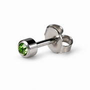 Caflon Peridots 4mm auskari-tapiņas ar zaļu akmentiņu, nerūsējošais tērauds