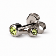 Caflon Mini Peridots 3mm auskari-tapiņas ar zaļu akmentiņu, nerūsējošais tērauds