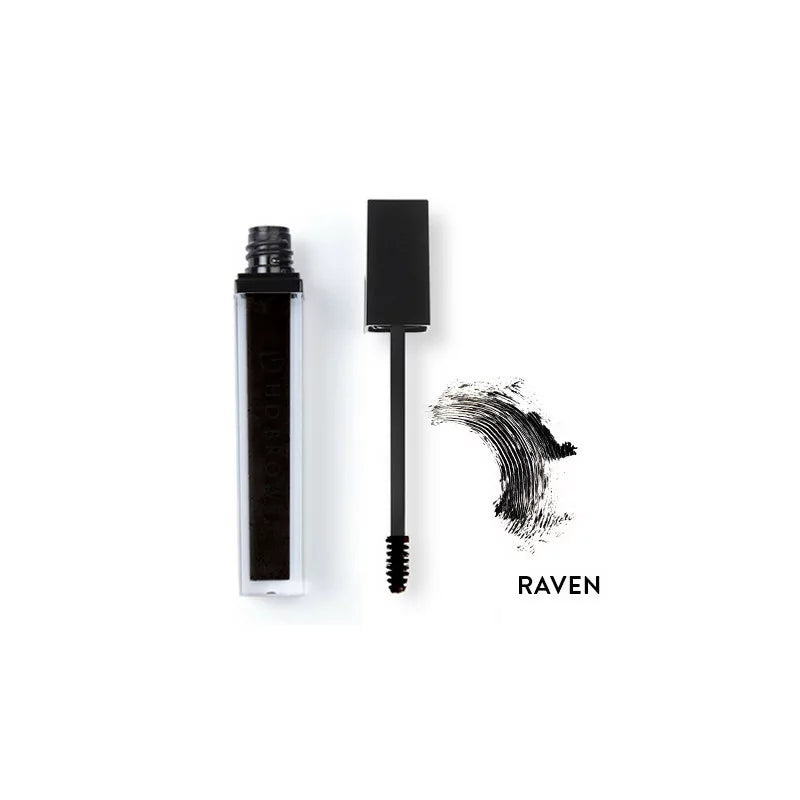 HD Brows Brow Colourfix Raven tūbiņa, birstīte un toņa paraugs